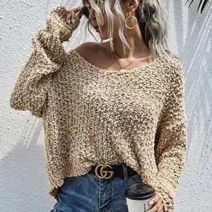 tan popcorn sweater